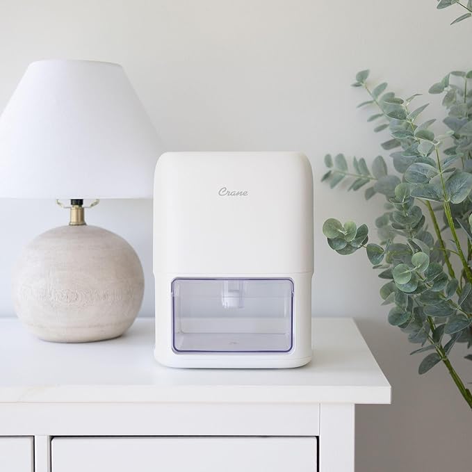 Crane Small Dehumidifier For Bathroom with Auto Shut-Off, 70 OZ Dehumidifier For Closet, Basement, RV & Closet, Optional Ambient Light, Dehumidifiers For Bedroom, Quiet Moisture Removal, 3 Day Tank - Image 7