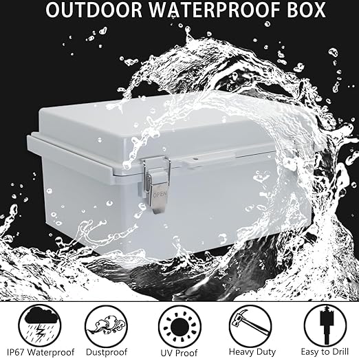 Electrical Box, Outdoor Waterproof Box IP67 Junction Box with Mounting Plate,ABS Plastic Project Box Power Cord Enclosure Clear 7.9" Dx3.9 Wx2.8 H - Image 2