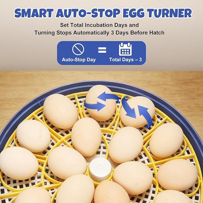 Advanced 18-Egg Incubator for Hobbyists, Dual-Size Egg Trays, Multi-Level Adaptive Humidity & Temp Control, Custom Incubation Days, Auto Turning & Auto Stop, Integrated Digital Display, Candler - Image 5