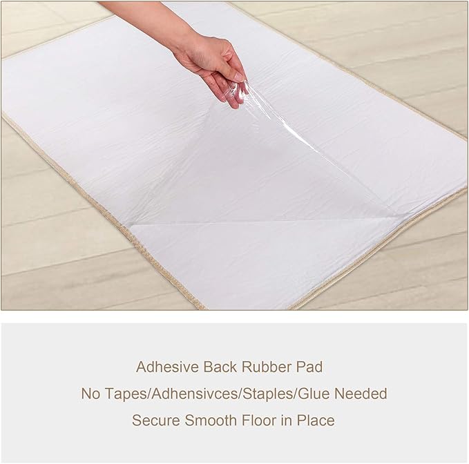 PURE ERA Carpet Stair Tread Landing Mat Tape Free Self Adhesive Non Slip Skid Resistant Indoor Doormat Area Rug Floor Mat for Kitchen Bathroom Workstations Washable 2' X 3' (Light Beige) - Image 6