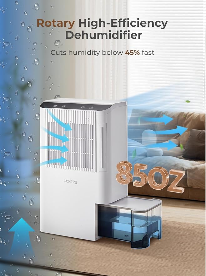 Dehumidifier for Home 1000 Sq.Ft, 85OZ Dehumidifiers for Basement Bedroom Bathroom with Drain Hose, Auto Shut Off, Humidity Display & 7 Color Light - Image 3