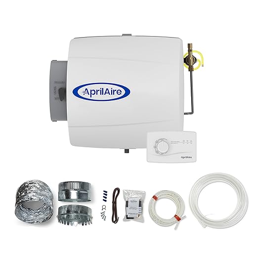 AprilAire 500M 12-gal. Whole-House Small Bypass Evaporative Humidifier with Manual Control for up to 3,600 sq. ft. + AprilAire Model 5843 Humidifier Installation Kit by AprilAire