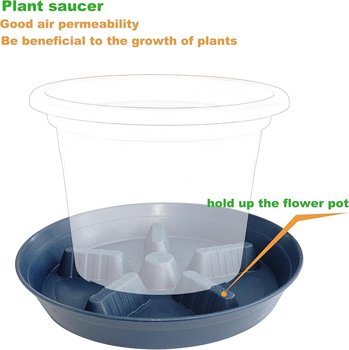 4 Pack Plant Saucer 14 inch, Plastic Plant Saucers for Indoors, Raised Middle Plant Trays for Pots, Water Tray for Plants, Plant Stand Water Catcher Tray, Pot Saucers for Plants - Image 3