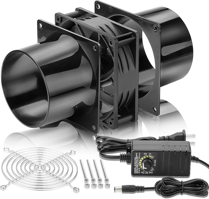 120mm x 38mm 4 Inch Duct Booster Small 12V Exhaust Fan with AC Variable Controller for DIY Paint/Dryer/Smoker/Growtent/3D Laser/Solder Fume Extractor-D1238 - Image 6