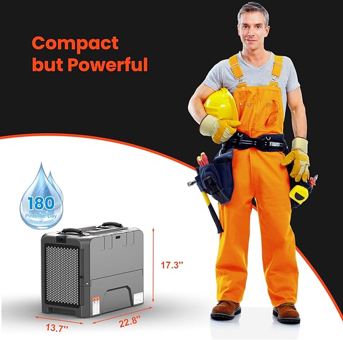 Abestorm LGR85 180 Pints Commercial Dehumidifier with Pump, Industrial Dehumidifiers for Basement Crawl Space Warehouse, Auto Defrosting, Memory Starting, 5 Years Limited Warranty - Image 6