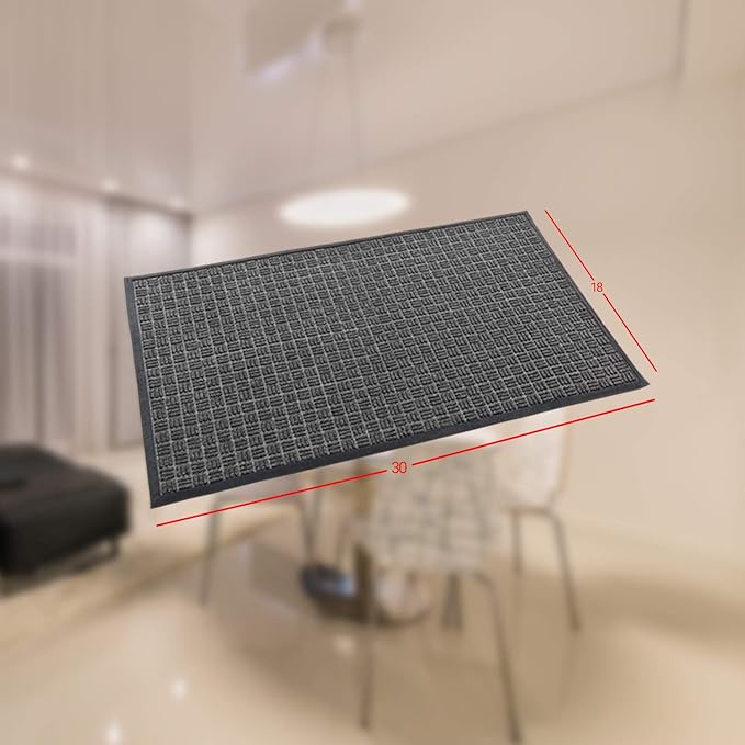 Kempf Water Retainer Front Door Mat, 18” x 30”, Black, Outdoor Indoor Entrance, Non-Slip, Low Profile, Natural Rubber Doormat, Traps Dirt and Moisture - Image 3