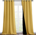 NICETOWN 100% Blackout Blinds, Set of 2, 46 inches x 96 inches, Laundry Room Decor Window Treatment Curtains for Large Patio Sliding Door, Thermal Insulated Bright Yellow Curtains for Bedroom by NICETOWN