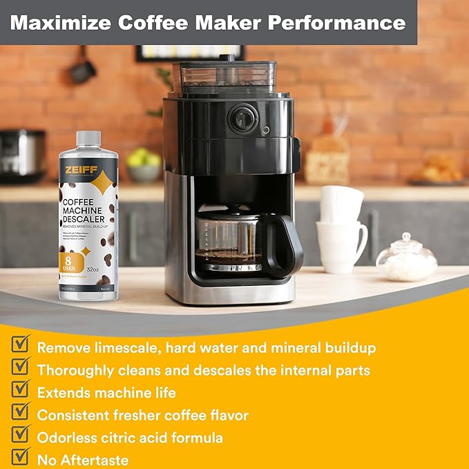 Coffee Machine Descaler - 32oz (8 Uses) - Compatible with Nespresso, Breville, Delonghi, Keurig Descaling Solution for Coffee Maker Cleaner and Descaler - Coffee and Espresso Machine Descaler - Image 3
