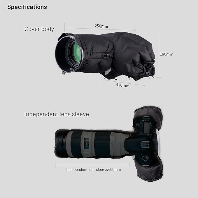 PGYTECH Camera Cold-Proof Warm Cover, Winter Cover Protector, Adjustable Snowproof and Waterproof Camera Lens Sleeve - Image 6