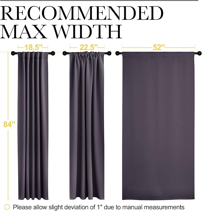 NICETOWN Blackout Curtains and Draperies for Living Room - (Greyish Purple Color) 52 inches Wide by 95 inches Long, Set of 2 Pieces, Insulated Solid Drape Panels - Image 7