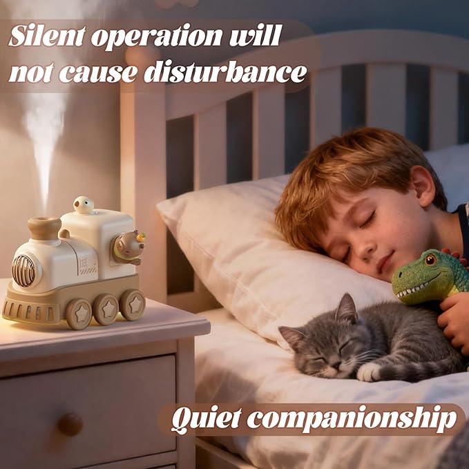 Portable Mini Humidifier,300ml USB Desktop Personal Cool Mist Small Humidifiers,2 Mist Modes,Auto Shut-Off,Mute for Bedroom/Home/Nursery/Office,Cute Mini Humidifier With Night Light (Brown) - Image 6
