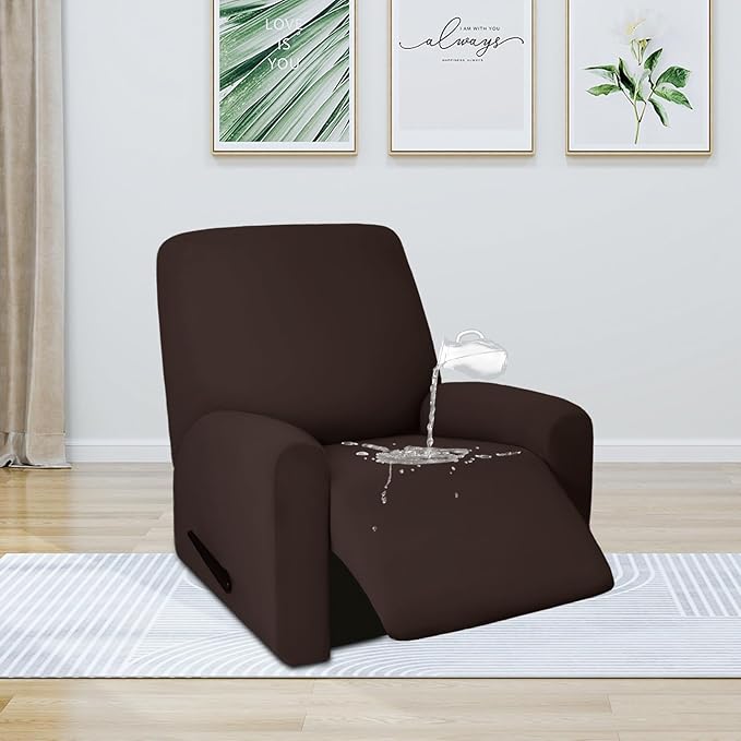 PureFit 100% Dual Waterproof Recliner Cover, Waterproof Couch Cover for Recliner - Stretch Non Slip Fleece Sofa Covers Washable, Leakproof Furniture Protector for Kids, Pets, Dog (Recliner, Chocolate) - Image 2