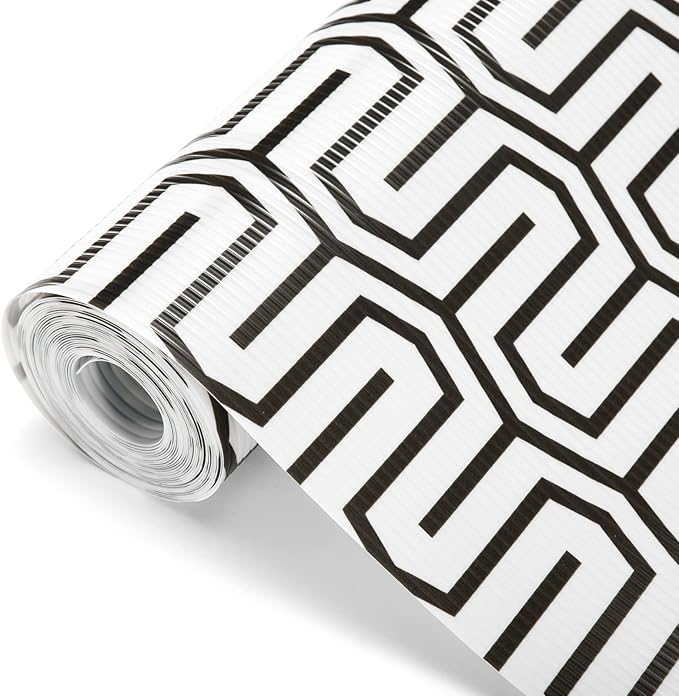 Glotoch Shelf Liner 17.5" x30 ft- Non Adhesive Refrigerator, Kitchen, Drawer Liners, Waterproof and Durable Fridge Table Place Mats for Cupboard, Cabinet, Drawer Liner，White Labyrinth by GlotochExpress