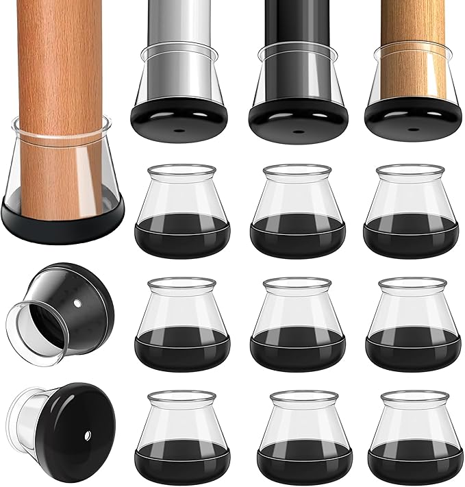 28 Pcs Chair Leg Sliders for Carpet, Round Chair Glides, Silicone Furniture Leg Protectors Caps, Carpet Protectors Table Feet Covers Cups, Teflon Furniture Pads Sliders (Fit:13/16" ~ 1-3/16") by GICUNK