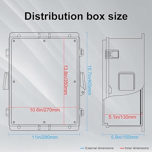Outdoor Electrical Junction Box, ABS Water Resistant Enclosure with Internal Mounting Panel & Hinged Cover (16"H* 12"L* 5.9"W & Thermostat) - Image 7