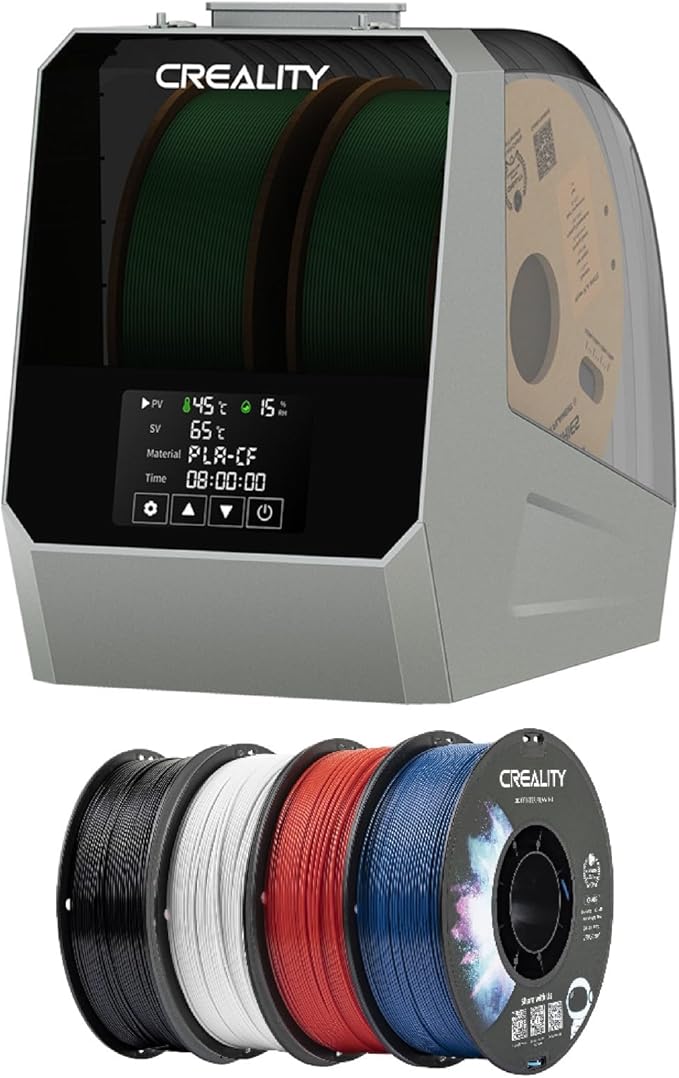 Creality Filament Space Dry Box Plus Bundle with ABS White, Black, Red, Blue, 3D Printing Filament 1kg X 4 Spools by Creality