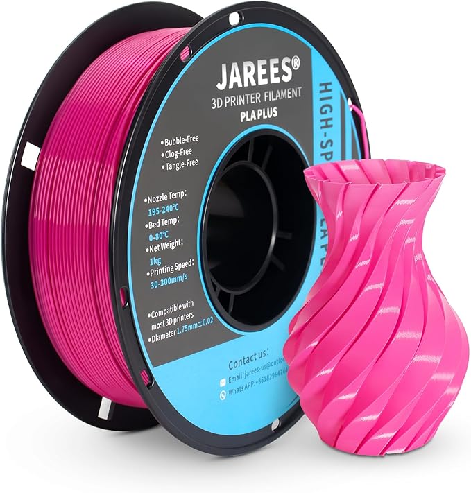 PLA Plus Filament 1.75mm, Higher Toughness Magenta Pink Rose 3D Printer Filament, High Speed PLA+ Pro 1kg Spool (2.2lbs), Dimensional Accuracy +/- 0.02 mm, Fit Most FDM Printer by JAREES