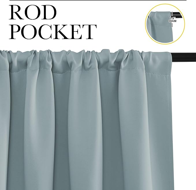 NICETOWN 2 Panels Blackout Curtains, Rod Pocket Thermal Insulated Curtains for Bedroom, Room Darkning Shading Blinds Modern Home Decoration for Living Room, Home Office, W42 x L63 in, Stormy Blue - Image 2