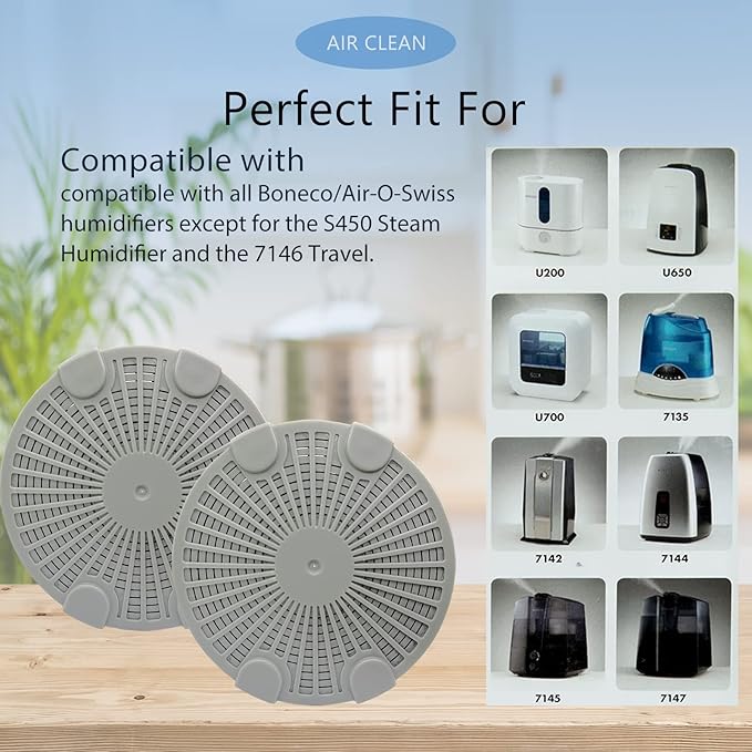 A200 Humidifier Filter with Activated Carbon Compatible with BONECO & AIR-O-Swiss Ultrasonic Humidifier, 4 Pack Gray - Image 4