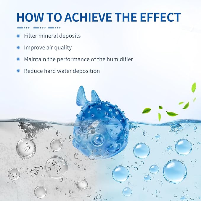Humidifier Cleaning Fish 12-Pack: Demineralization Cartridge to Purifier Water | Prevent White Dust & Scale | Remove Odor | Universal Water Cleaner for Most Humidifier Tanks - Image 5