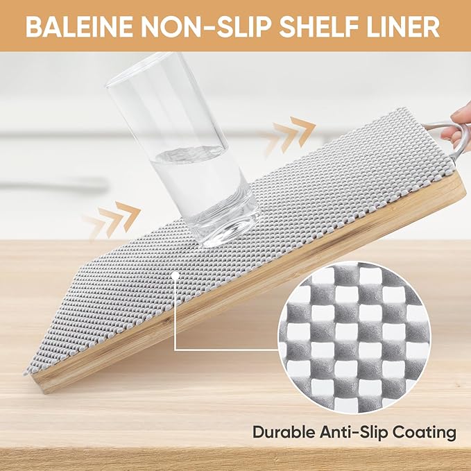 BALEINE Cabinet Liner, 12 in x 10 Ft Drawer and Shelf Liner for Kitchen Cabinets Non-Adhesive, Non-Slip Protect Desks, Cupboard, Drawers, Shelves, Tableware (Gray) - Image 3