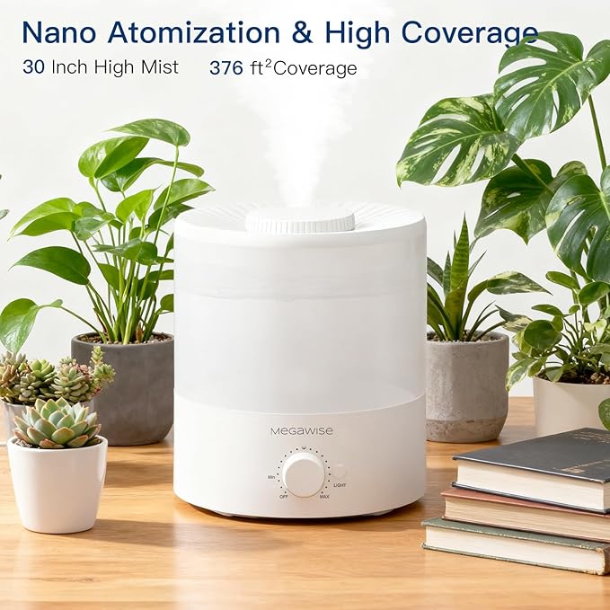 MEGAWISE 1.5L Cool Mist Humidifier for Bedroom, Home, Office, and Plants, Essential Oil Diffuser with Adjustable Mist Output, 25dB Quiet Ultrasonic, Up to 10 Hours, Easy to Clean - Image 7