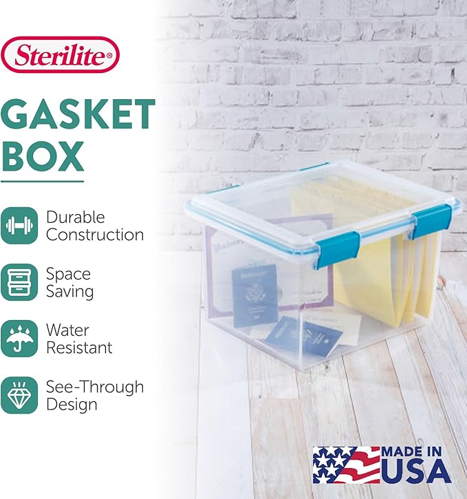 Sterilite 8-Pack Gasket Box, Weather-Resistant Storage Bins with Latching Lids, 32 Quart - Heavy-Duty Organizing Containers for Closet, Bathroom, and Office - Image 3