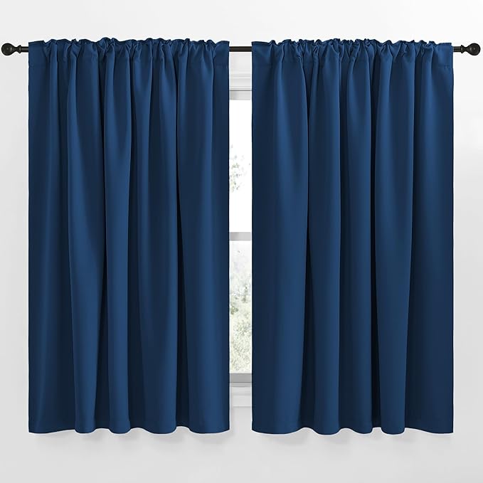 NICETOWN Blackout Curtain Panels Window Draperies - (Moroccan Blue Color) 70x63 inch, 2 Pieces, Rod Pocket & Back Tab Insulating Room Darkening Blackout Drapes for Bedroom - Image 2