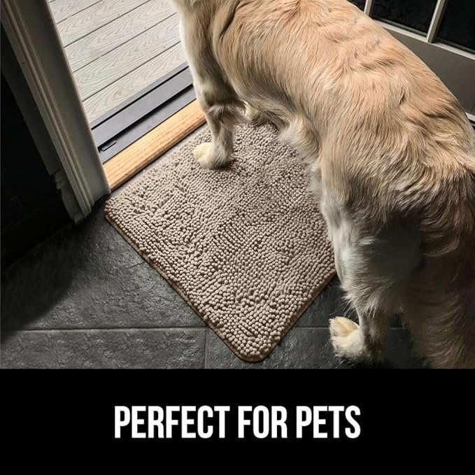 GORILLA GRIP SOAKSTOPPER Dog Door Mat, 70x24 Machine Washable Rug Absorbent Doormat Captures Moisture Mud Dirt, Quick Dry Soft Chenille Entryway Rugs Indoor Entrance Mats for Dog Paws, Beige - Image 6