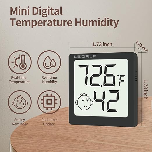 Mini Humidity Meter Hygrometer 6 Pack Room Thermometer Indoor Digital Temperature and Humidity Monitor (Black) - Image 2