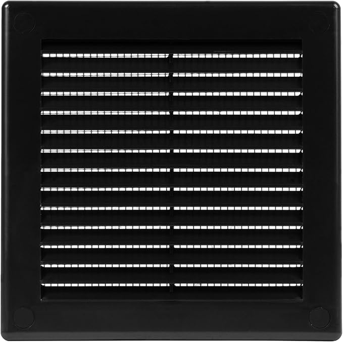 6" x 6" (Outer Size) Square Air Vent Cover – Black Plastic Vent Deflector - Screen Mesh, Surface Mount Wall Ceiling – Cold Air Return Soffit Air Vent Cover - Register Indoor Outdoor by Unknown
