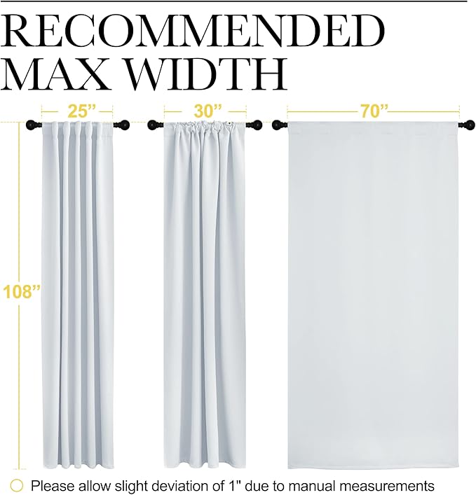 NICETOWN Living Room Darkening Curtain Drapes - (Cloud Grey Color) W70 x L108, Set of 2, Room Darkening Window Treatment Drapery Panels - Image 7