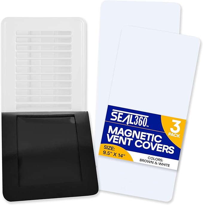 SEAL360 Magnetic Vent Covers (2-Pack), Pockets for Complete Seal, 9.5" X 14" (White) for Floor, Wall, or Ceiling Vents and Air Registers, for RV, Home HVAC and AC Vents, Vent Not Included by SEAL360