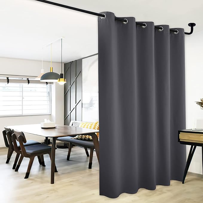 NICETOWN Sliding Door Curtains, Wide Thermal Blackout Patio Door Curtain Panel, Sliding Door Drapes/Draperies with Grommet Top (Gray, W70 x L84) - Image 2
