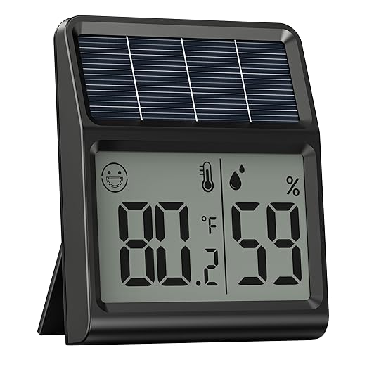 Digital Indoor Thermometer & Hygrometer, Light Powered (No Rechargeable Batteries Runs Only on Real-time Light Exposure) Solar Indoor Temperature and Humidity Monitor, Humidity Gauge by BaldrInc