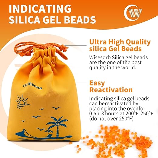 2X 1000 Gram Reachargeable Silica Gel Beads with 2 Cloth Bags, Indicating Moisture Absorber Desiccant Packs for Storage - Image 2
