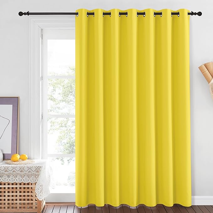 NICETOWN Sliding Glass Door Curtain Extra Long 84 inches Long, Grommet Thermal Insulated Blackout Patio Door Curtain Panel for Bedroom/Pergola, Bright Yellow, 1 Panel, W100 x L84 - Image 2