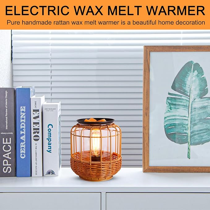 kobodon Electric Wax Melt Warmer Birthday Gifts for Women and Mom Edison Wax Warmer Fragrance Warmer for Home Office Gifts & Decor(Rattan Aroma Lamp) - Image 2