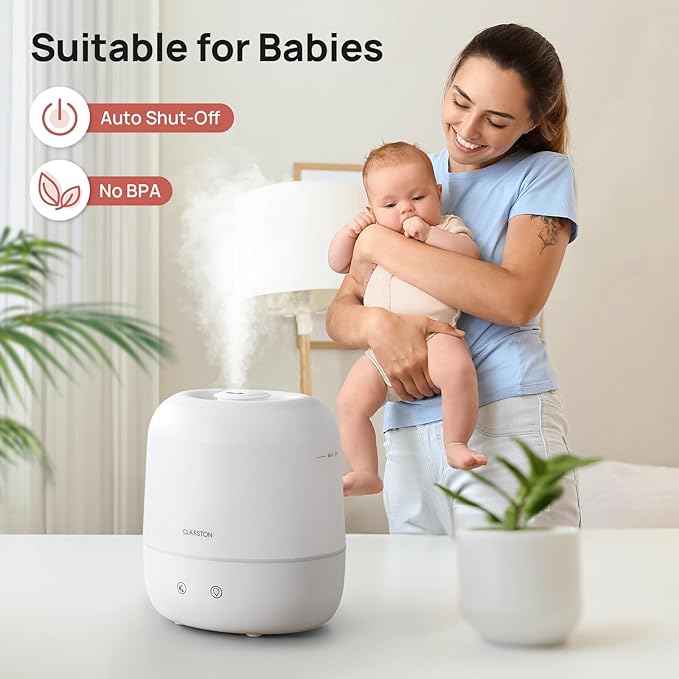 Clarston Humidifiers for Bedroom, 2L Top Fill with 360° Nozzle for Large Room, 7-Color Night Light, 24dB Quiet Cool Mist Air Humidifier for Baby Nursery & Plants, No BPA, Auto Shut Off, Easy to Clean - Image 4