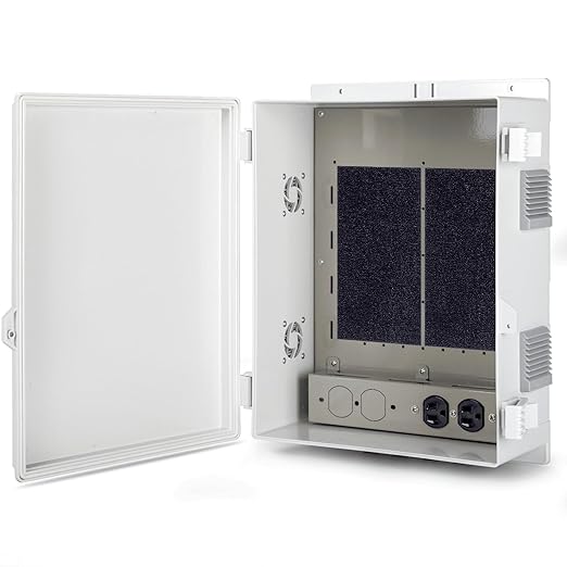 Outdoor Electrical Junction Box with High Power Outlet, 16" H* 12" L* 5.9" W, ABS Water Resistant Enclosure with Internal Mounting Panel & Hinged Cover. by Namunanee