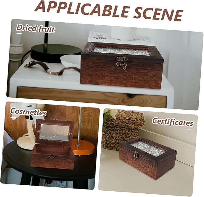 Vintage Begonia Flower Glass Top Wooden Storage Box Multifunctional Jewelry Organizer with Metal Clasp Decorative Keepsake Case for Dried Fruits Cosmetics and Documents - Image 8