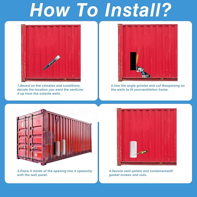 Shipping Container Vent，Shipping Container Accessories，for Shipping Container House Cross Flow Ventilation，Reduce Heat & Condensation with Maximum Airflow (4 Pack) - Image 7