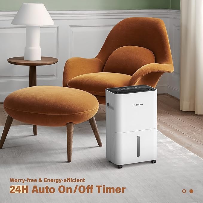 Fehom 4500 Sq. Ft Dehumidifier for Home Basements Bathroom Bedroom Continuous Drainage, with Auto Shut Off Humidity Control and Drain Hose - Image 2