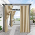 RYB HOME Outdoor Curtains for Patio Waterproof Tab Top Block Sunlight Thermal Insulated Privacy Assured Thick Outside Curtains for Porch, Pergola, Pool, W52 x L84, Cream Beige, 1 Panel by RYBHOME