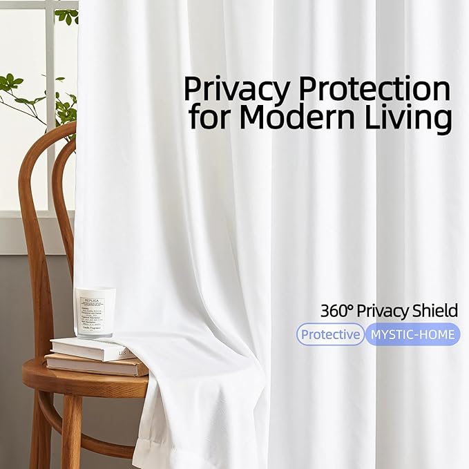 White Privacy Sheer Curtains for Windows, Silky-Soft Tencel Velvet Fabric Rod Pocket Semi Sheer Privacy Curtains 63 inch Length 2 Panels Set for Living Room Bedroom Kitchen Babyroom (52"W x 63"L) - Image 6
