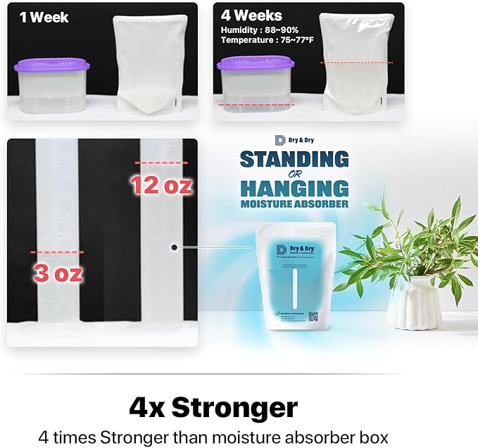 Dry & Dry 24 Packs Standing Moisture Absorbers to Control Excess Moisture for Basements, Closets, Bathrooms, Laundry Rooms - Moisture Absorbers Moisture Absorbers - Image 4