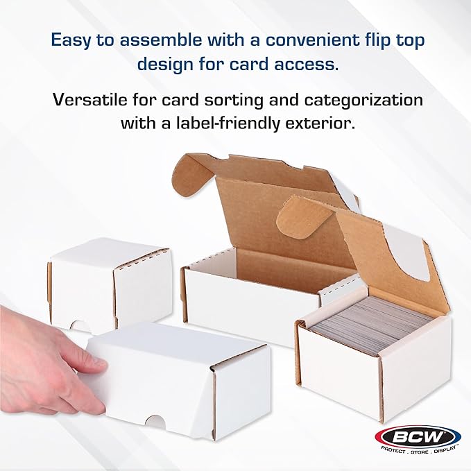 BCW 400-Count Trading Card Storage Box | Baseball Card Storage Box for Sports Cards | Cardboard Organizer for Football, Basketball & More - 10 Pack - Image 5