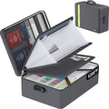 Fireproof Document Bag, Insulated Large Document Box with Lock, Important Document Organizer with Waterproof Zipper Home Office for Letter/A4 Files (Gray&13 Pockets-Transparent, 17 x 12 x 5.3 inch) by JIHOX