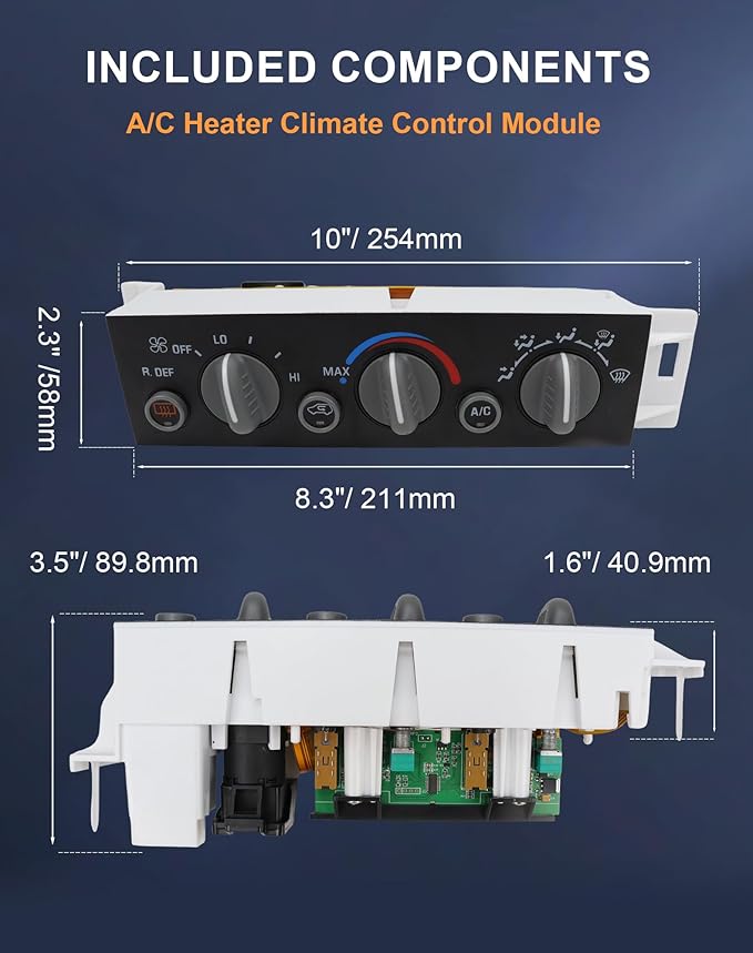 Flecto 599-006 AC Heater Control Panel with Rear Defogger - 1996-2000 Chevy, Cadillac, GMC (Escalade, C1500, Suburban, Tahoe, Yukon) - Replaces OEM 9378805, 16231165 - Image 6