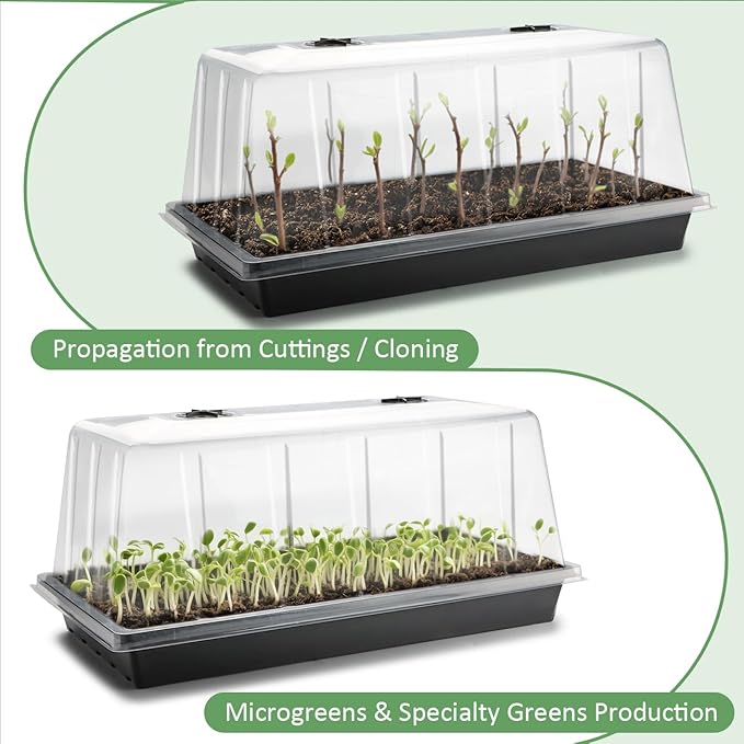 1020 Trays with Tall 7.3'' Dome, 10-Pack Extra Large Seed Starter Tray with Humidity Domes, Heavy Duty 1020 Seed Trays and Flats with Lid, Seed Germination Mini Greenhouse No Hole for Balcony Garden - Image 5